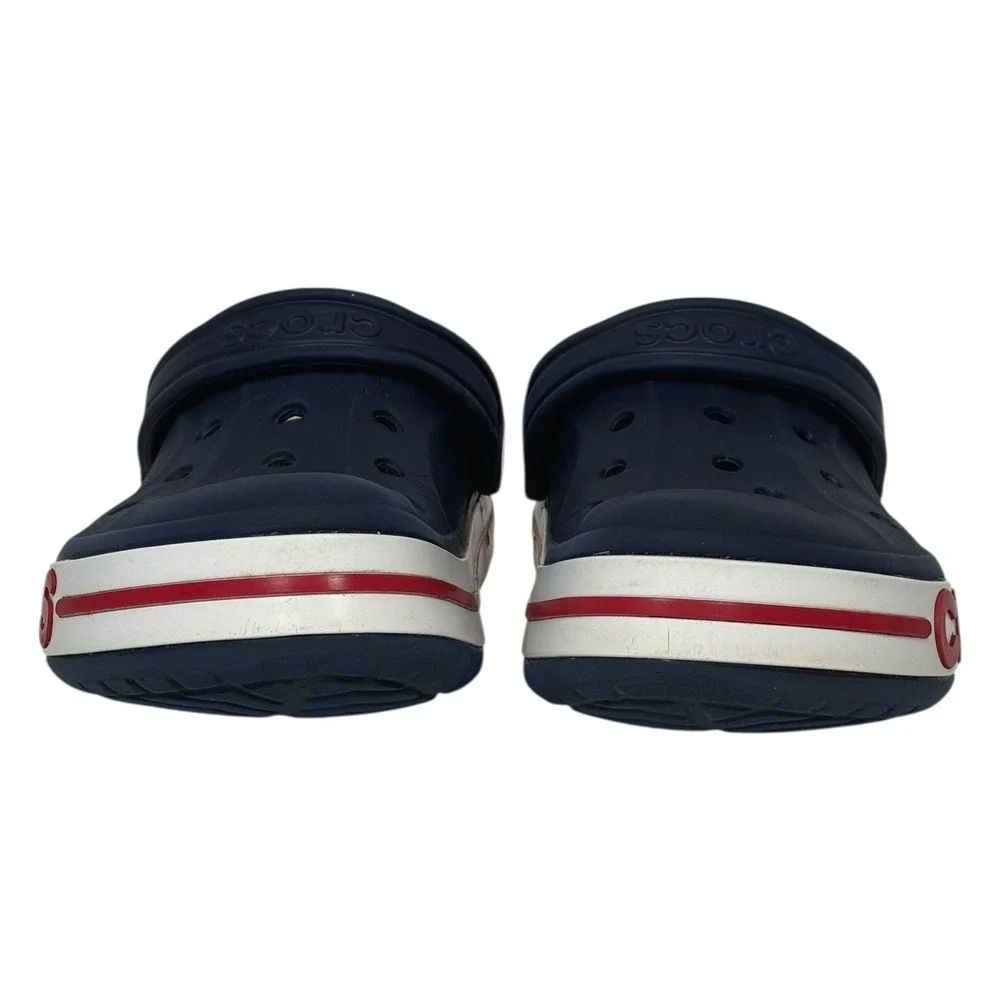 Crocs Bayaband Clogs Navy Blue White Red Mens 5 Womens 7 Unisex Slip On‎ Shoes